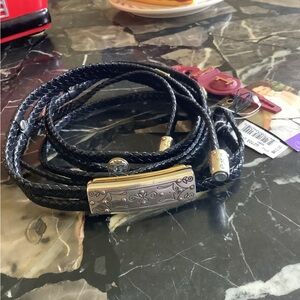 NWT Brighton bell celestial braided leather lariat belt with crystal accents XL